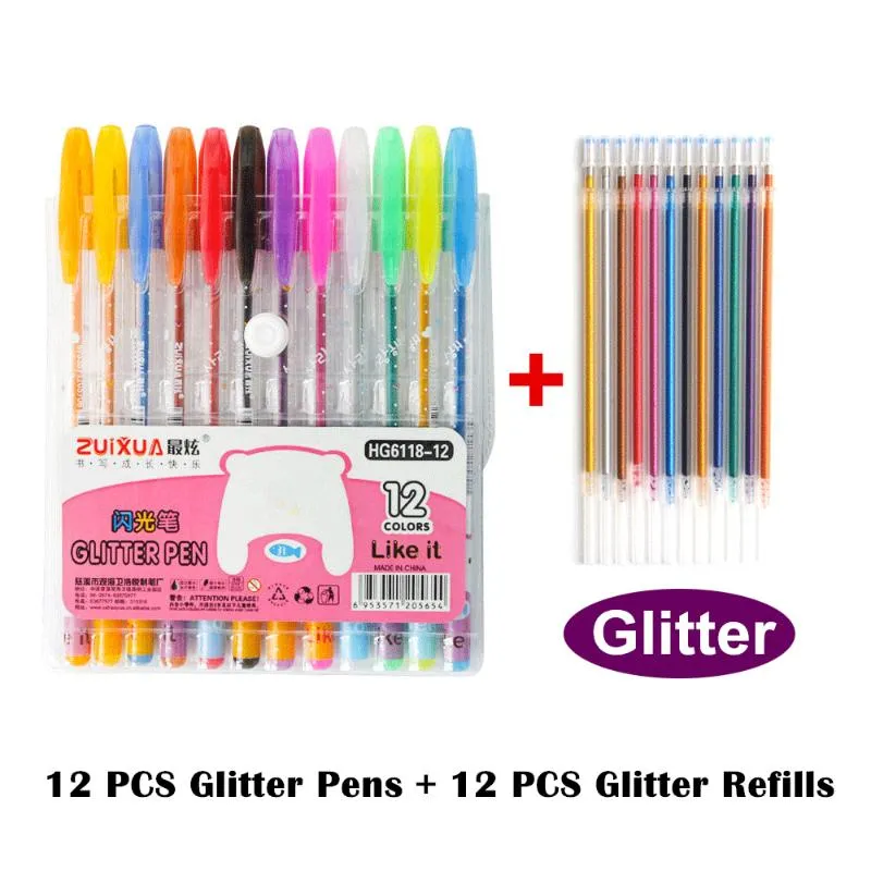 Wholesale 12+12Colors Gel Pens Set Glitter Gel Pen Refills For Adult  Coloring Books Journals Drawing Doodling Art Markers Set From Sakuna,  $24.83